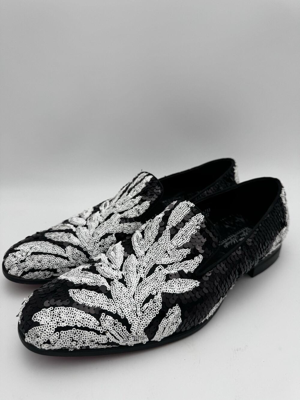 After Midnight Formal Footwear Black Silver Sequin Loafers Men’s Size 12